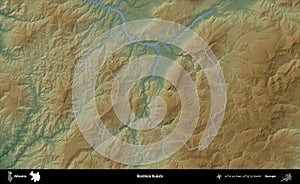 Bashkia Kukes outlined, Albania. Physical