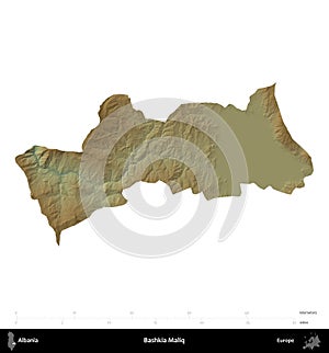 Bashkia Maliq, Albania, isolated on white. Physical
