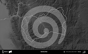 Bashkia Mat outlined, Albania. Grayscale
