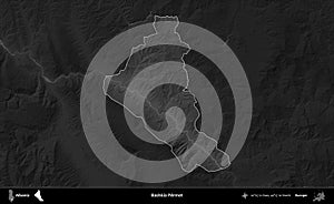 Bashkia Permet highlighted, Albania. Grayscale
