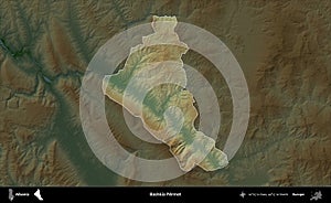 Bashkia Permet highlighted, Albania. Physical