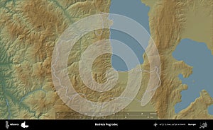 Bashkia Pogradec outlined, Albania. Physical