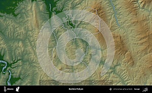 Bashkia Polican outlined, Albania. Physical