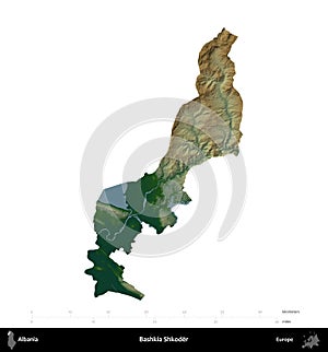 Bashkia Shkoder, Albania, isolated on white. Physical
