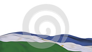 Bashkortostan fabric flag waving on the wind loop. Bashkortostan embroidery stiched cloth banner swaying on the breeze. Half-