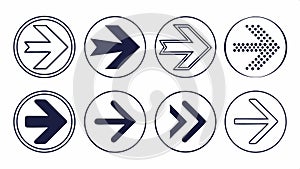 Basic arrow icons set, simple navigation symbols for UI and design vector design Generative AI