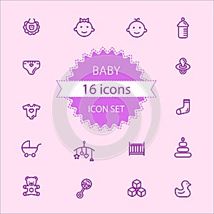 Basic - Baby icon set 16 icons