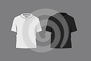 Basic black male polo shirt mockup. Front and back view.