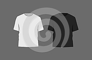 Basic black and white male t-shirt mockup. Front and back view.