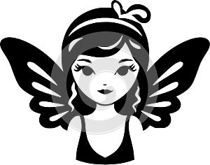 Fairy - black and white isolated icon - vector illustration