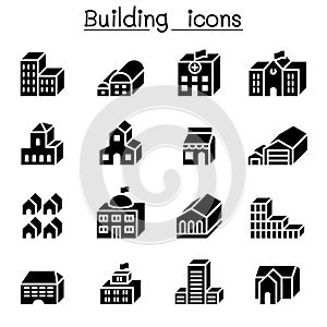Basic building in 3 dimension icon set