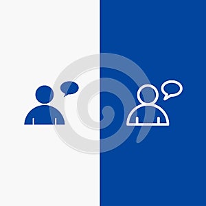 Basic, Chatting, User Line and Glyph Solid icon Blue banner Line and Glyph Solid icon Blue banner