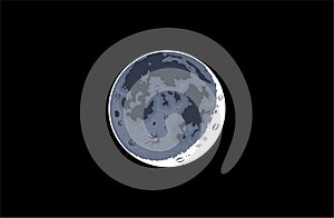 Realistic moon earthshine vector