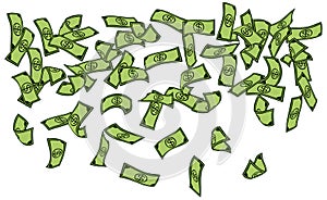 Raining Money icon, banknote rain background, vector photo