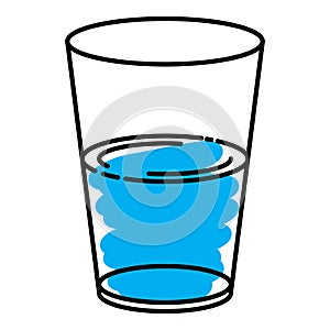 Half full and half empty glass icon,  vector line illustration photo