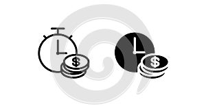 Time and mony icon, estimation icon	  line color vector illustration