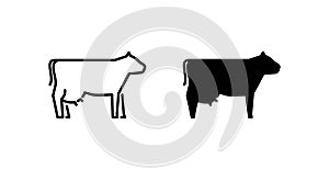 Cow icon	,  line color vector illustration photo