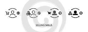 Selling skills icons , vector line color  illustration