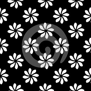 Basic color black and white with flower motif seamless pattern
