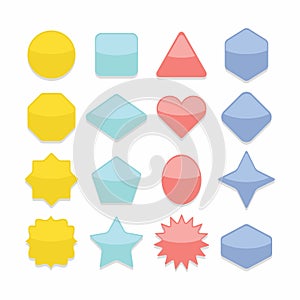 Basic colorful geometrical shapes web buttons set
