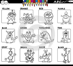 Basic colors set for coloring with monsters