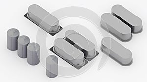 basic computer equipment parts, isometric ,ic components, capacitor ,3d rendering