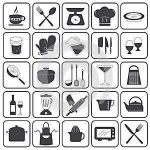 Basic Cooking Icons Vector Set
