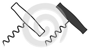 Basic corkscrew outline and solid vector icon. Flat vector illustration isolated on white