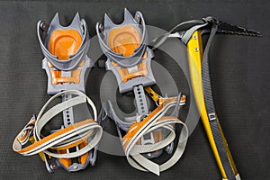 Basic crampons and ice axe.