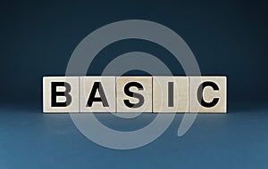 Basic. Cubes form the word Basic