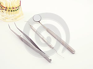 Basic dental tools and dental model