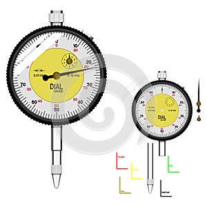 Basic dial gauge on transparent background. The unique components are perfect assembly.For variation of dimension which you want