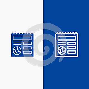 Basic, Document, Globe, Ui Line and Glyph Solid icon Blue banner Line and Glyph Solid icon Blue banner