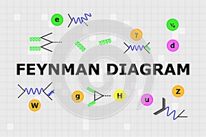 Basic elementary particles together with Feynman diagrams