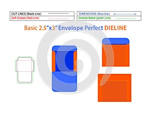 Basic envelope 2.5x3 inche dieline template