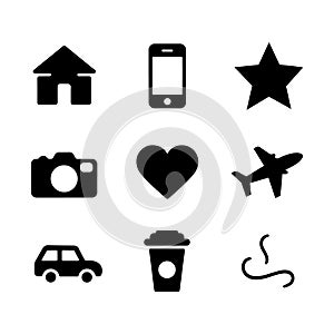 Basic Flat Icon Set silhouette vector