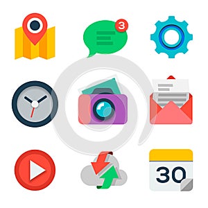Basic Flat icon set for web and mobile application
