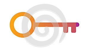 Basic Flat Style Key Icon in Orange, vector design Generative AI