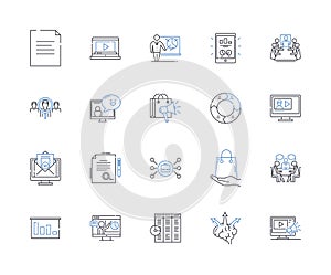 Basic foundation line icons collection. groundwork, base, cornerst, underpinning, footing, support, substructure vector