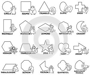 Basic geometric shapes with animal characters
