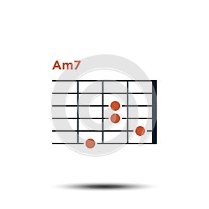 Am7, Basic Guitar Chord Chart Icon Vector Template