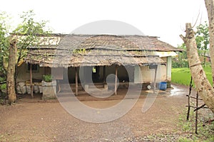 Basic house structure in remote Indian village in Maharashtra