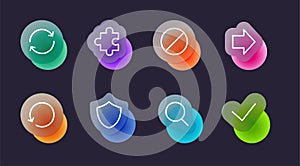 Basic icons set in glassmorphic style