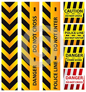 Basic illustration of police security tapes, yellow and black