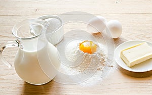 Basic ingredients for sweet bread (panettone) photo