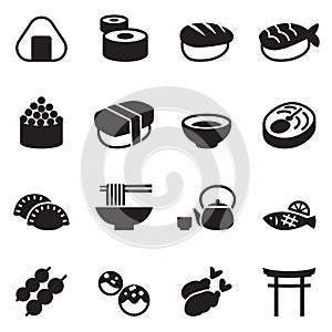 Basic Japanese food icons set