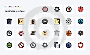 25 Basic Line Filled Style icon pack