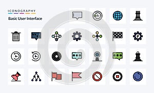 25 Basic Line Filled Style icon pack