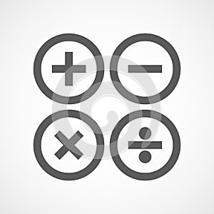 Basic mathematical symbols. Vector illustration.