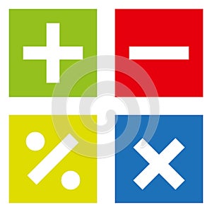 Basic Mathematical symbols on white background